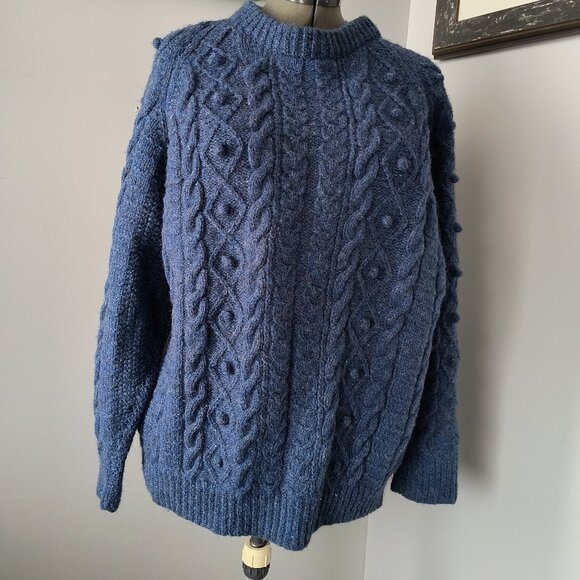 Vintage homemade 100% wool Fleck Cable Knit Fisherman Sweater size in descriptio - Picture 2 of 9